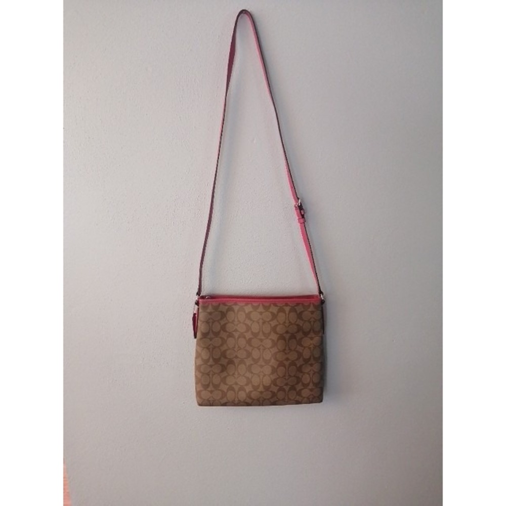 Coach Crossbody Womens Brown L Leather Shoulder Bag Adjustable Strap Zip Pockets - Picture 6 of 12